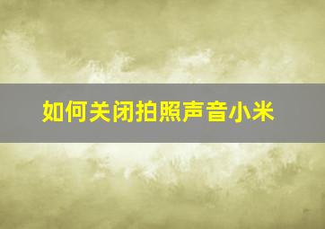 如何关闭拍照声音小米