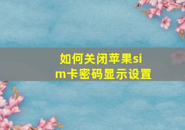 如何关闭苹果sim卡密码显示设置