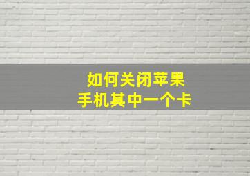 如何关闭苹果手机其中一个卡