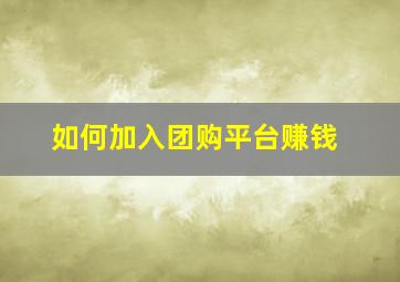 如何加入团购平台赚钱