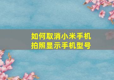 如何取消小米手机拍照显示手机型号