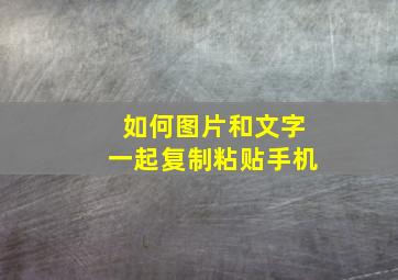 如何图片和文字一起复制粘贴手机