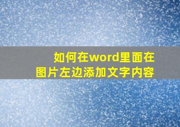 如何在word里面在图片左边添加文字内容