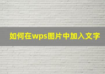 如何在wps图片中加入文字