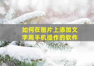 如何在图片上添加文字用手机操作的软件