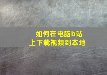 如何在电脑b站上下载视频到本地