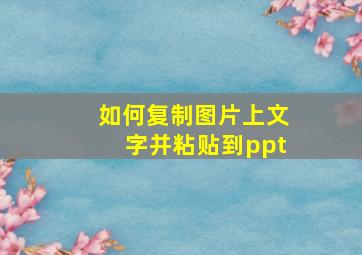 如何复制图片上文字并粘贴到ppt