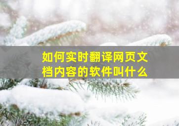 如何实时翻译网页文档内容的软件叫什么