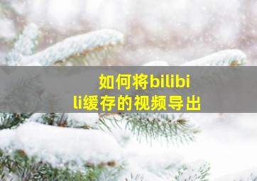 如何将bilibili缓存的视频导出