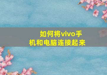 如何将vivo手机和电脑连接起来