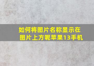 如何将图片名称显示在图片上方呢苹果13手机