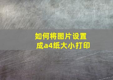 如何将图片设置成a4纸大小打印