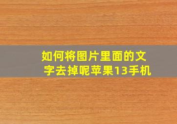 如何将图片里面的文字去掉呢苹果13手机