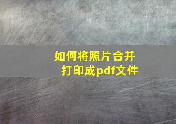 如何将照片合并打印成pdf文件