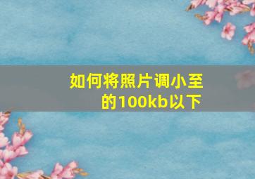 如何将照片调小至的100kb以下