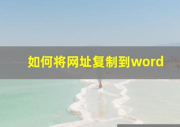 如何将网址复制到word