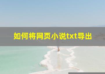 如何将网页小说txt导出