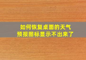 如何恢复桌面的天气预报图标显示不出来了