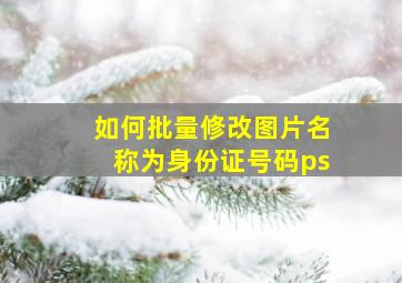 如何批量修改图片名称为身份证号码ps