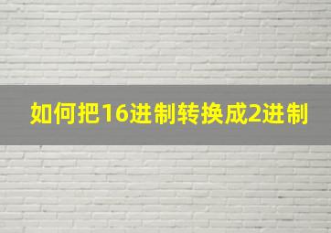 如何把16进制转换成2进制