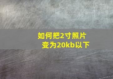 如何把2寸照片变为20kb以下