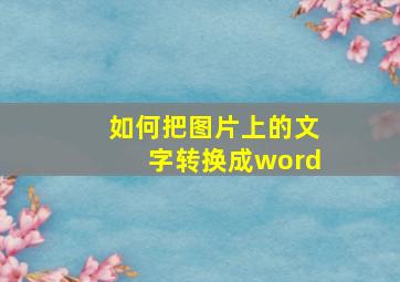 如何把图片上的文字转换成word