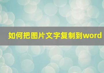 如何把图片文字复制到word