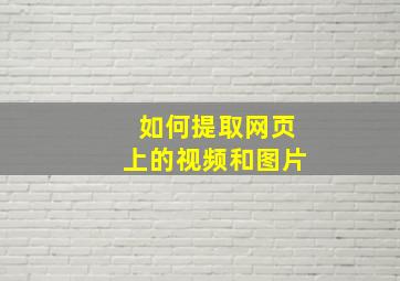 如何提取网页上的视频和图片