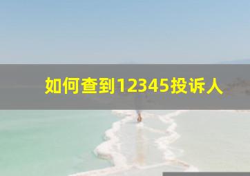 如何查到12345投诉人