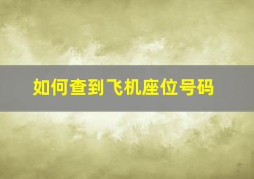 如何查到飞机座位号码