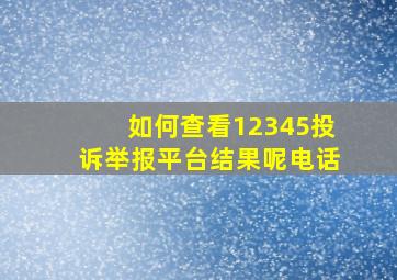 如何查看12345投诉举报平台结果呢电话