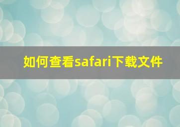 如何查看safari下载文件