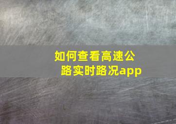 如何查看高速公路实时路况app