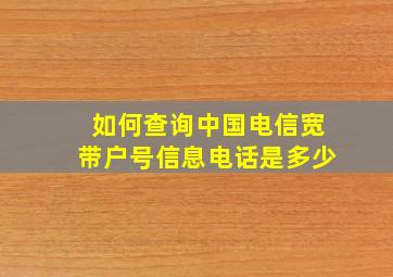 如何查询中国电信宽带户号信息电话是多少