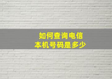 如何查询电信本机号码是多少