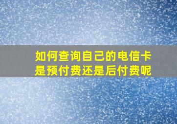 如何查询自己的电信卡是预付费还是后付费呢