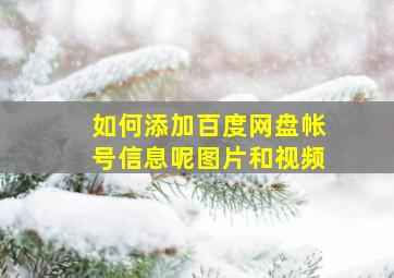 如何添加百度网盘帐号信息呢图片和视频