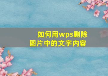 如何用wps删除图片中的文字内容