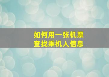 如何用一张机票查找乘机人信息