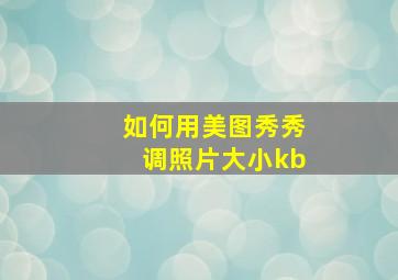 如何用美图秀秀调照片大小kb