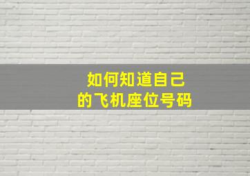 如何知道自己的飞机座位号码