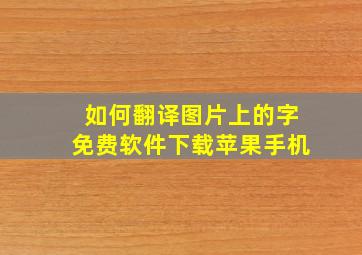 如何翻译图片上的字免费软件下载苹果手机