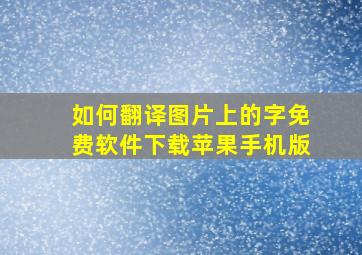 如何翻译图片上的字免费软件下载苹果手机版