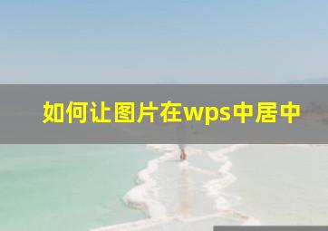 如何让图片在wps中居中