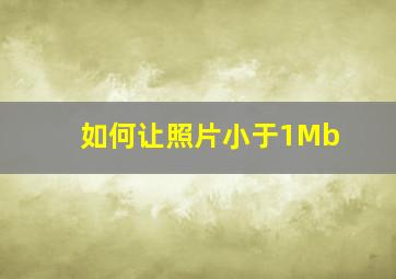 如何让照片小于1Mb