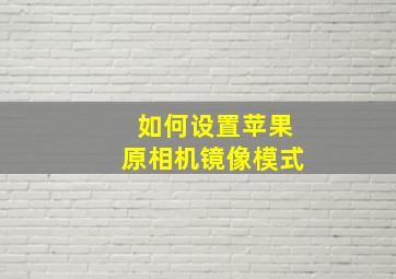 如何设置苹果原相机镜像模式