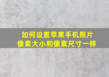 如何设置苹果手机照片像素大小和像素尺寸一样