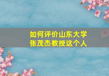 如何评价山东大学张茂杰教授这个人