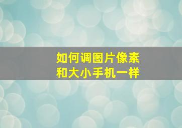 如何调图片像素和大小手机一样