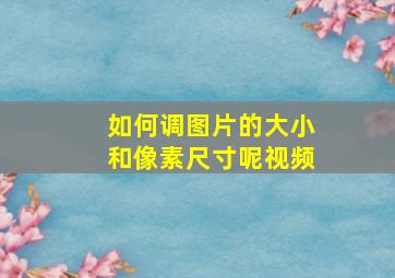 如何调图片的大小和像素尺寸呢视频